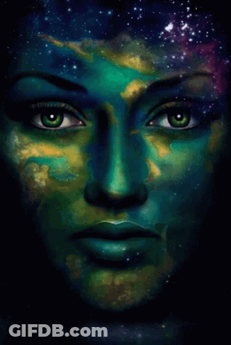 Woman's Face Galaxy Background GIF