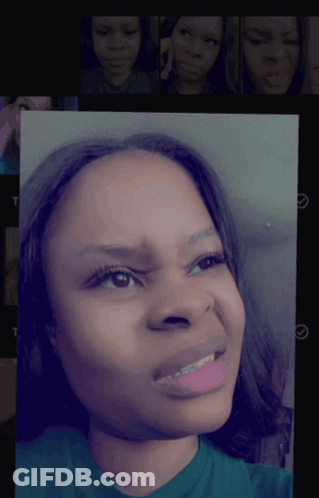 Woman's Face On Screen With T T GIF