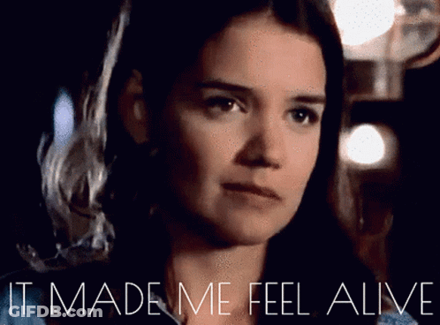 Woman's Face Saying It Made Me Feel Alive GIF