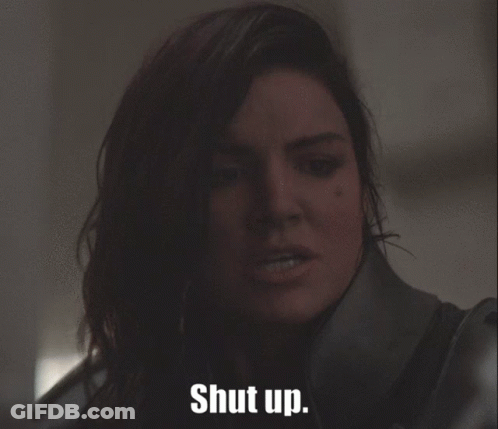 Woman's Face Saying Shut Up GIF