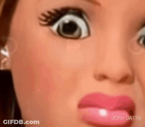 Woman's Face With Big Eyes And Pink Lips GIF