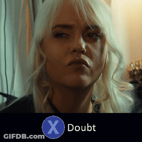 Woman's Face With Blue X And Doubt GIF