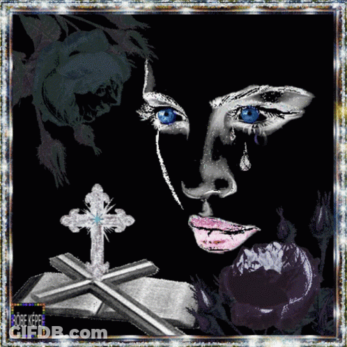 Woman's Face With Cross And Robe Keeper GIF