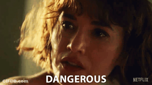 Woman's Face With Dangerous Text GIF