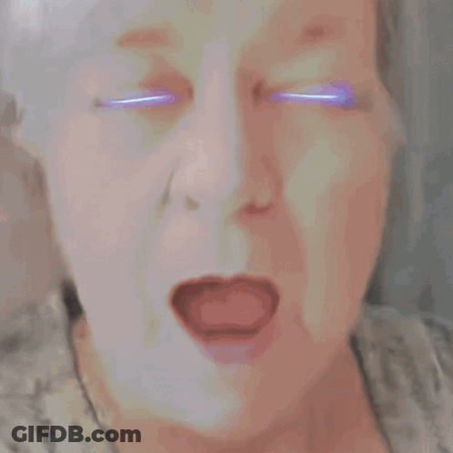 Woman's Face With Lightning Bolts GIF