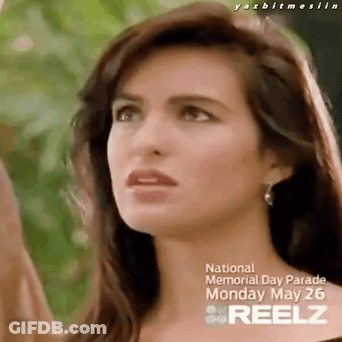 Woman's Face With Memorial Day Parade Text GIF
