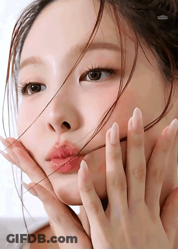 Woman's Face With Milk Text GIF