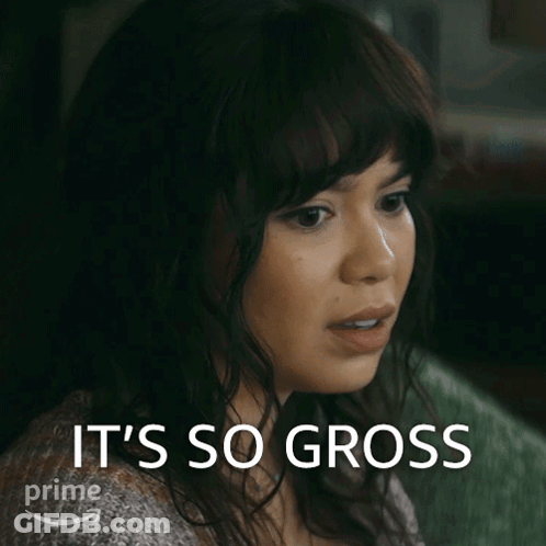 Woman's Face With So Gross Text GIF
