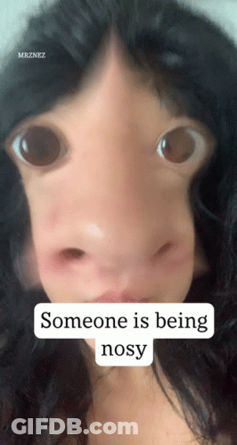 Woman's Face With Someone Being Nosy GIF