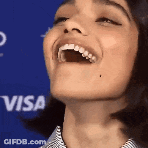 Woman's Face With Visa Background GIF