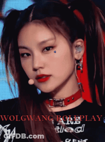Woman's Face With Wolgwang Roleplay In Red GIF