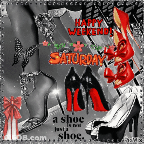 Woman's Feet In High Heels Happy Weekend Saturday GIF