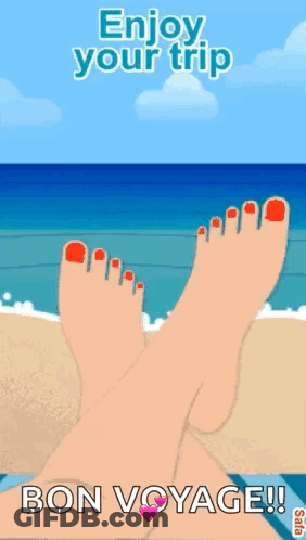 Woman's Feet On Beach Enjoy Your Trip Bon Voyage GIF