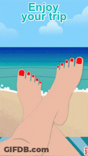 Woman's Feet On Beach Enjoy Your Trip GIF
