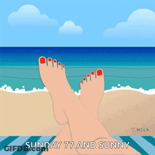 Woman's Feet On Beach Sunday 77 And Sunny GIF
