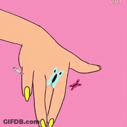 Woman's Hand With Cat And Butterfly Tattoo GIF