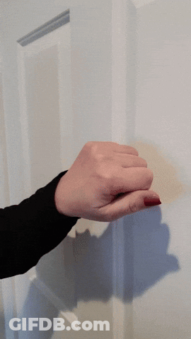 Woman's Hand With Red Nails Holding Door GIF