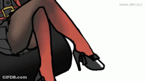 Woman's Legs In Red Stockings And Black Shoes GIF
