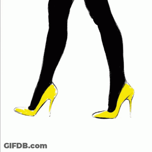 Woman's Legs With Yellow Heels Saying Click GIF