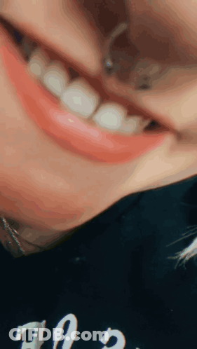 Woman's Mouth Black Shirt Saying Ao2 GIF