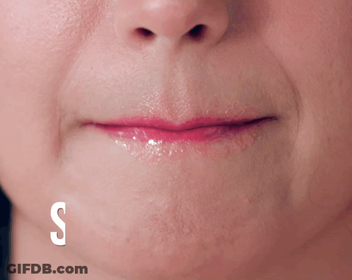 Woman's Mouth Saying Stick I GIF