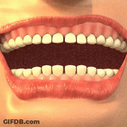 Woman's Mouth With Red Lips And Teeth GIF
