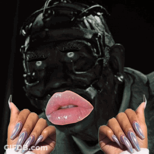 Woman's Nails And Man's Face Close Up GIF