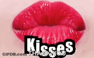 Woman's Red Lips Saying Kisses Thank You GIF