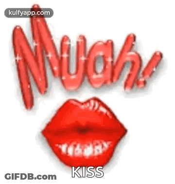 Woman's Red Lips Saying Much Kiss GIF