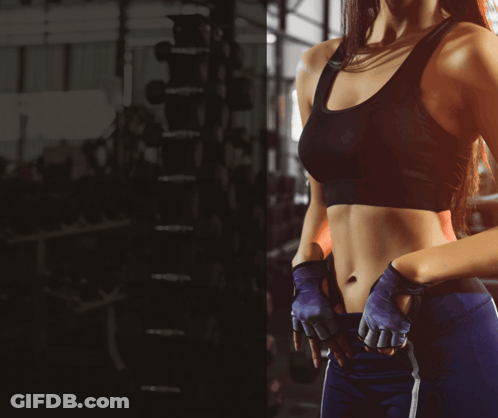 Woman's Torso Gym Advertisement Breda GIF
