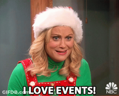 Woman Santa Hat Overalls Saying I Love Events GIF