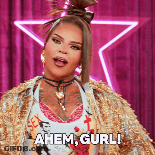 Woman Saying Ahem Gurl In Front Of Star GIF