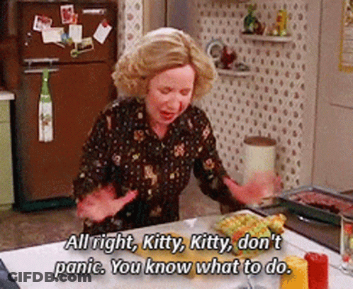 Woman Saying All Right Kitty Kitty Don't Panic GIF