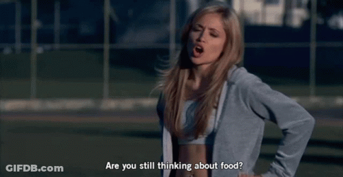Woman Saying Are You Still Thinking About Food On A Field GIF