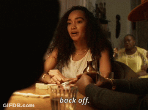 Woman Saying Back Off GIF