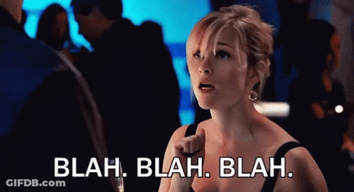 Woman Saying Blah Blah Blah In Crowded Room GIF