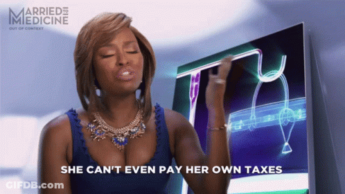 Woman Saying Can't Pay Taxes GIF