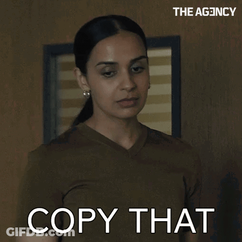 Woman Saying Copy That In Front Of Wall GIF