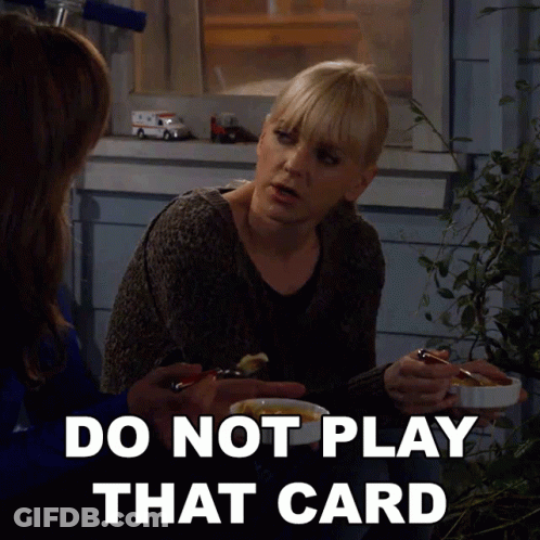 Woman Saying Do Not Play That Card While Eating GIF