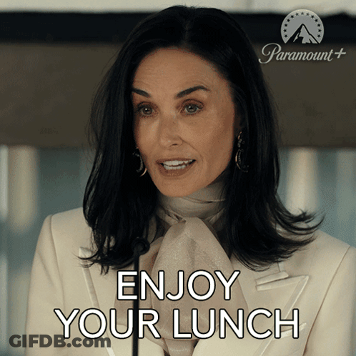 Woman Saying Enjoy Your Lunch In Paramount Ad GIF