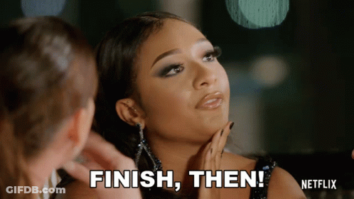 Woman Saying Finish In Netflix Ad GIF
