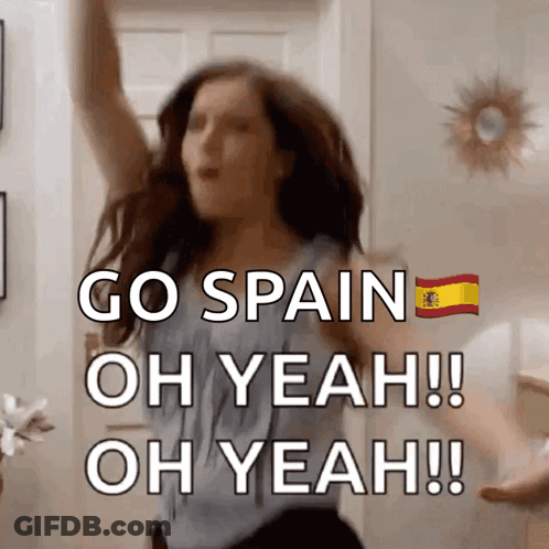 Woman Saying Go Spain Oh Yeah Oh Yeah GIF
