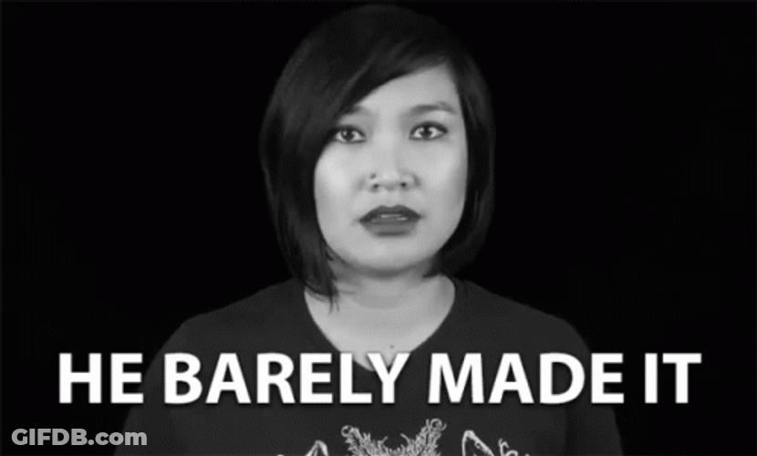 Woman Saying He Barely Made It GIF
