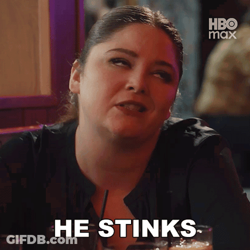 Woman Saying He Stinks At Bar GIF