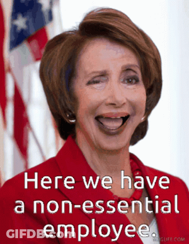 Woman Saying Here We Have A Non-Essential Employee GIF