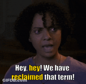 Woman Saying Hey Hey In Yellow Letters GIF