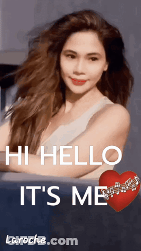 Woman Saying Hi Hello It's Me Red Heart GIF