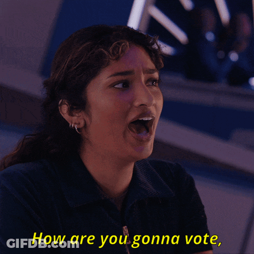 Woman Saying How Are You Gonna Vote Yellow GIF