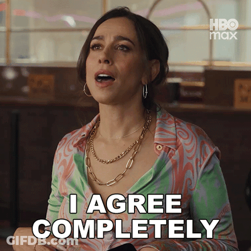 Woman Saying I Agree Completely In Front Of HBO Max Logo GIF