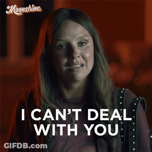 Woman Saying I Can't Deal With You On Red Background GIF